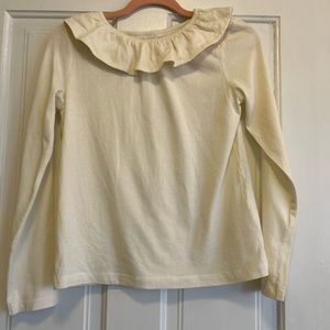 NWT Mini Boden girls ruffle-neck tee, cream